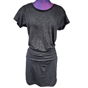 Athleta Odyssey Tee-Shirt Dress Metallic Charcoal Gray Size Medium Women's U30‎